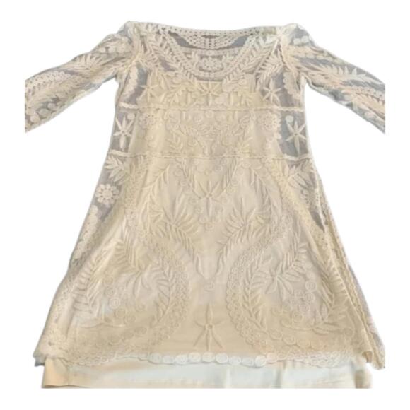 Y2K Express Off‎ White Lace Mini Dress Size Large - Picture 10 of 10